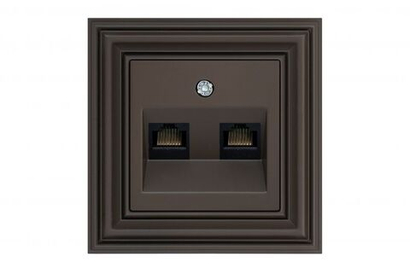 Розетка компьютерная двойная коричневая омбре LIREGUS RETRO