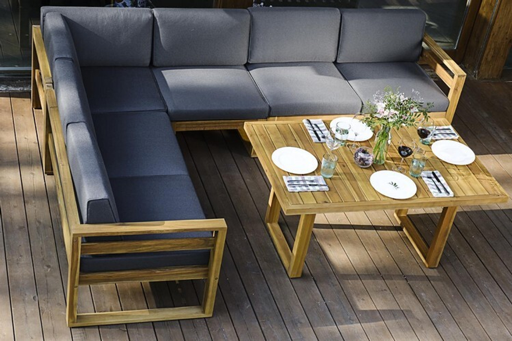 Угловой комплект из акации BOOKA с обеденным столом