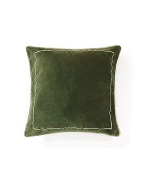 Чехол на подушку Tivani из зеленого бархата с вышивкой 45 x 45 см