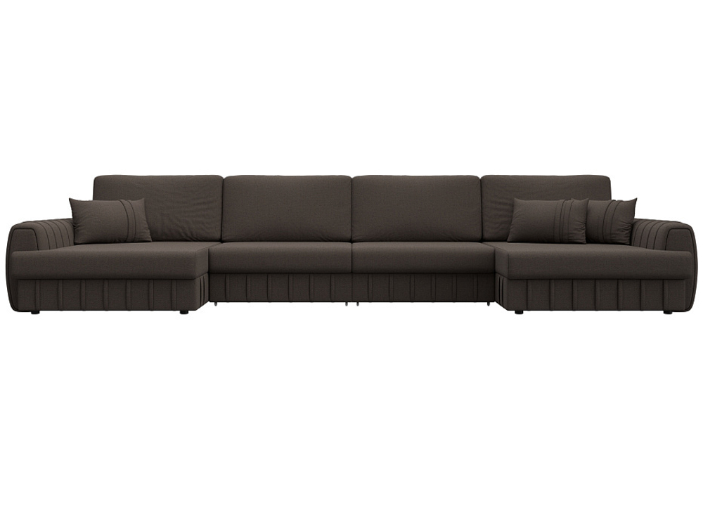 Диван П-образный Лига-057 НПБ Лонг, Амур 05 коричневый, Рогожка, 129322