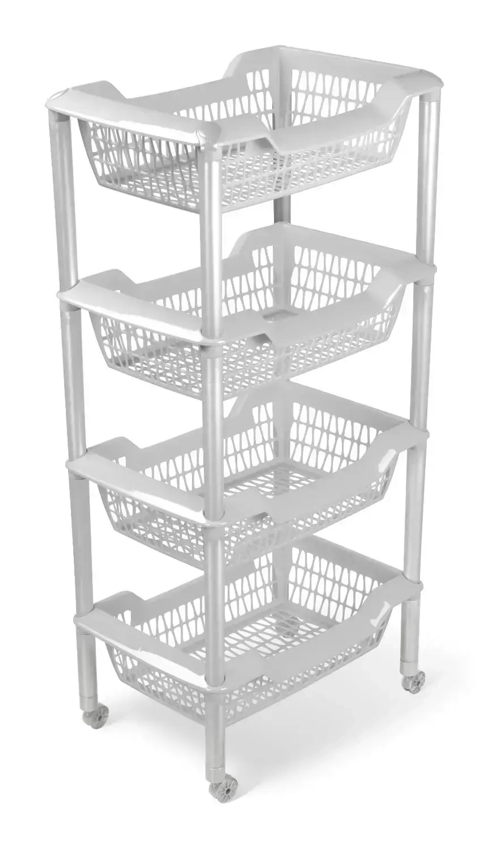Этажерка универсальная на колёсиках «Джета», 4 корзины, цвет светло-серый, 44*30,4*89,6см С736СЕР