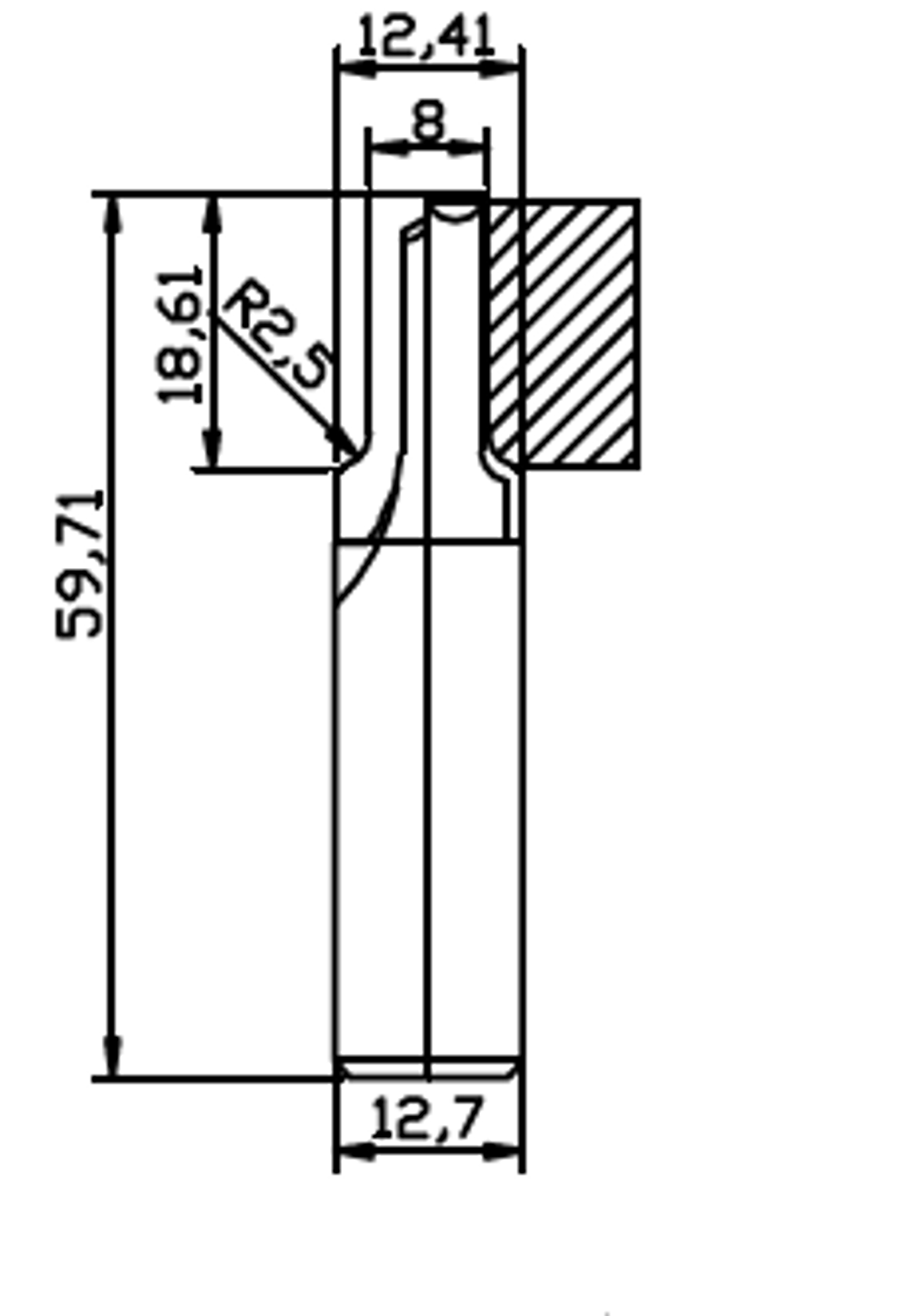 PCD профильная фреза D.12.41x12 18.61x40 Z2