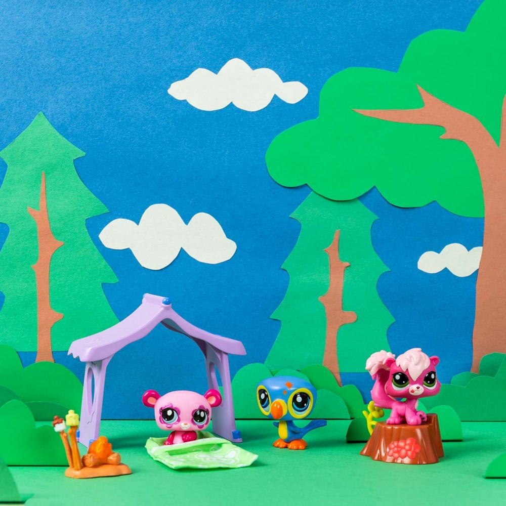 Littlest Pet Shop - Кемпинг Набор с тремя животными 3-ПАК + аксессуары LPS00574