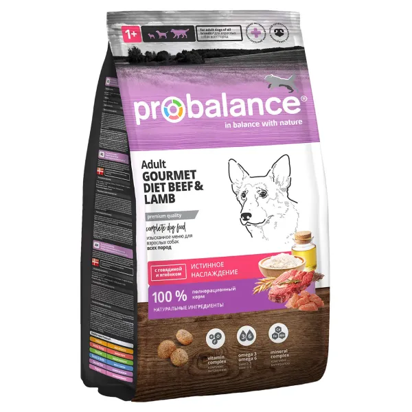 Уценка! Срок 17.05.26/ Сухой корм ProBalance Gourmet diet Adult для взрослых собак с говядиной и ягненком