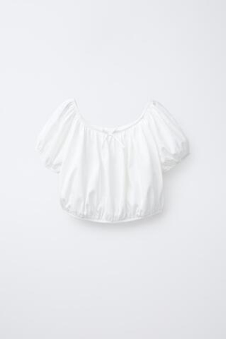 ZARA КОНТРАСТНЫЙ ЭЛАСТИЧНЫЙ ТОП, БЕЛЫЙ