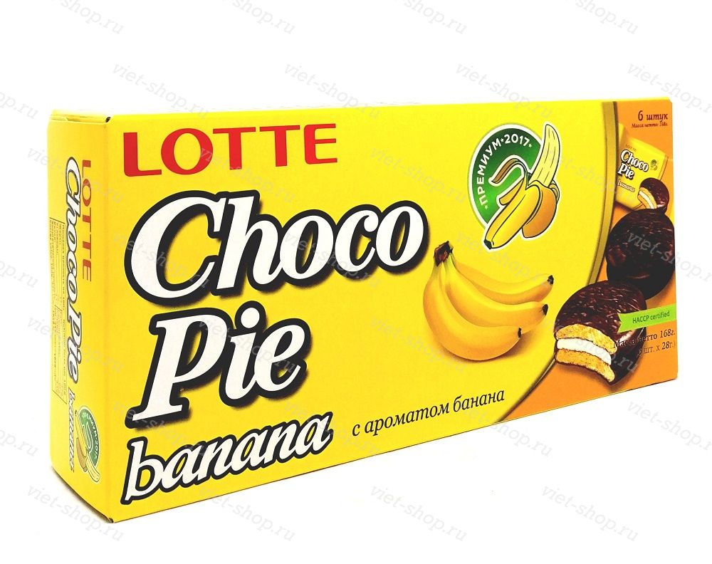 Пирожное в шоколадной глазури Choco Pie banana, 168 гр.