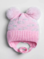 Шапка для девочки зимняя с помпонами на завязках