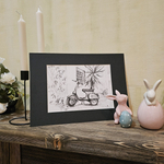 Картина, графика в паспарту 21х30 см на стену для интерьера "Мопед"