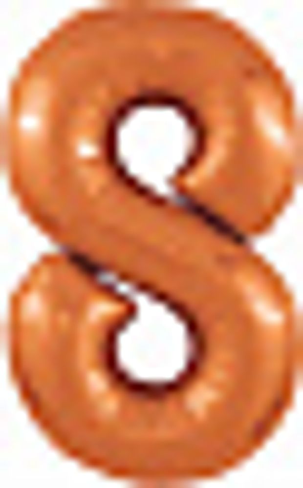 Шар-цифра, фольга, Папайя, Slim, "Цифра 8", 102 см (Agura), инд. уп.