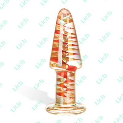 Золотистая стеклянная анальная пробка Rock Candy, 13 см