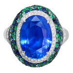 Кольцо с Сапфирами, Изумрудами, Турмалином Параиба и Бриллиантами, R0057-1/1