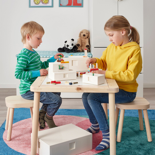 Коробка с конструктором LEGO + IKEA BYGGLEK (БЮГГЛЕК), Белый, 26x18x12 см