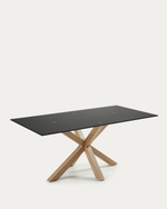 Argo Стол обеденный со стальными ножками Wofect и столешницей из черного стекла 200x100