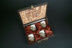 Набор чашек для кофе "Трофейный" 4 шт. в подарочном кейсе с художественным оформлением