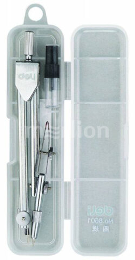 Циркуль металл. Deli в металл. коробке, с грифелями