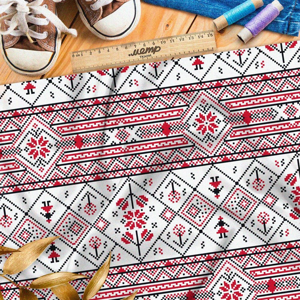 Ткань дюспо мелкая славянская вышивка на полотенце