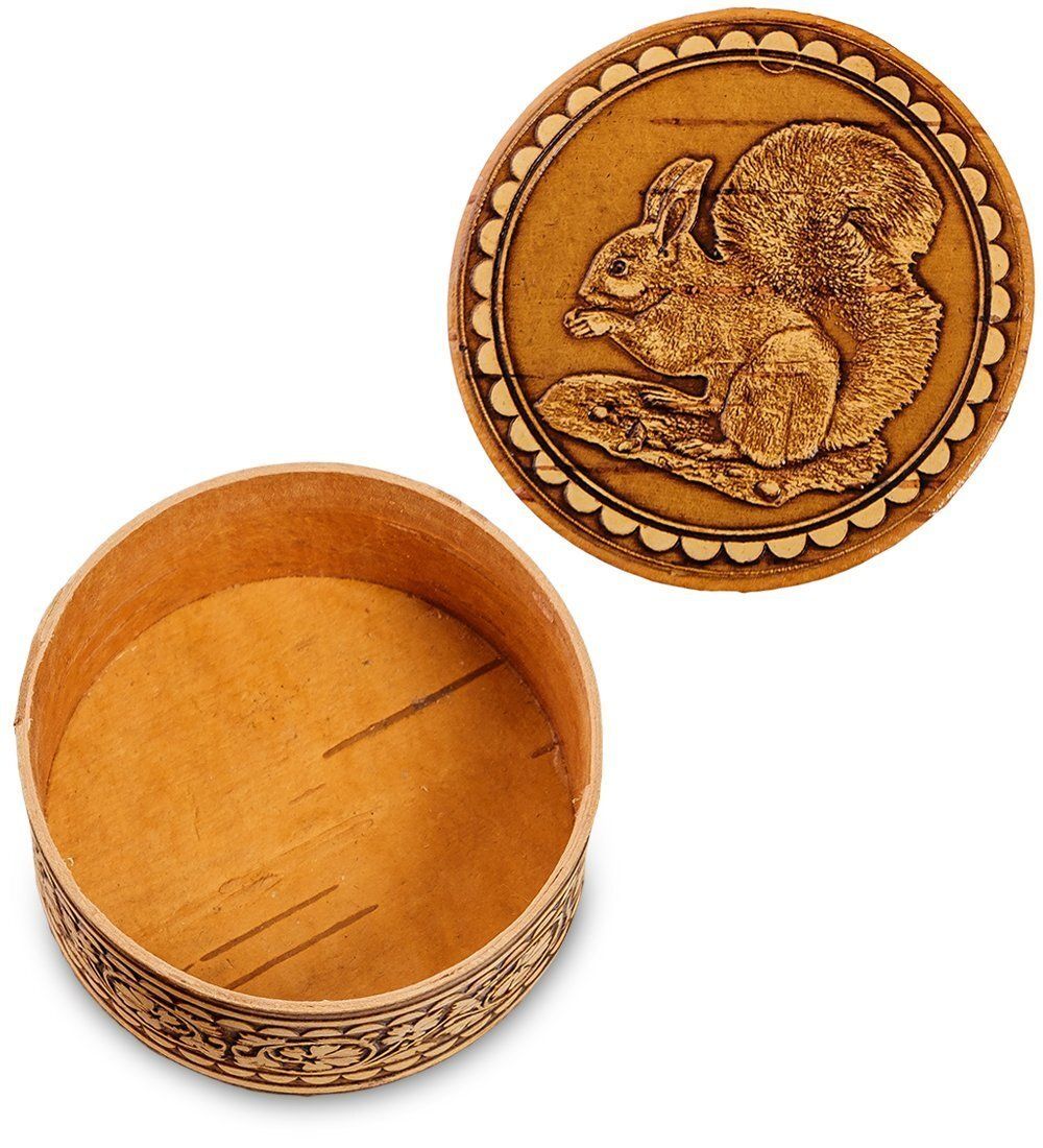 Народные промыслы BST-111/ 3 Шкатулка «Белка» мал. (береста)
