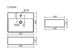 Умывальник чаша накладная прямоугольная Element 590x450x160мм