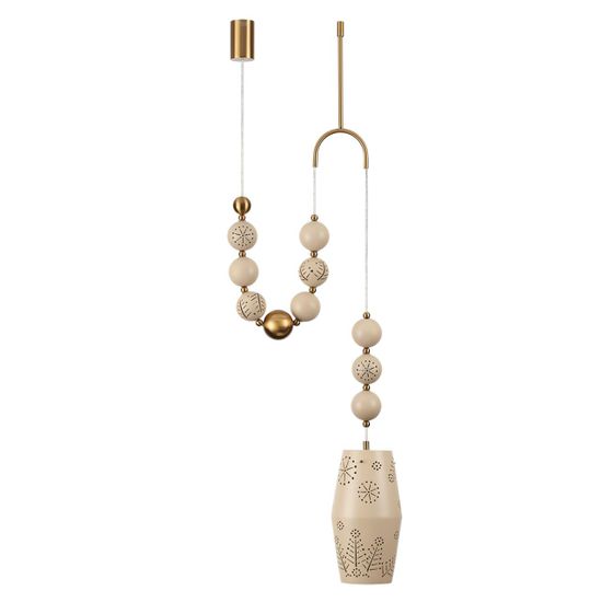 5444/1B PENDANT ODL_EX26 031 бежевый/античная бронза/металл/керамика Подвес с держателем E27 1*40W KARELIA