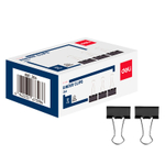 Зажимы для бумаг DELI "Z64", 25 мм, черные, (12 шт.)