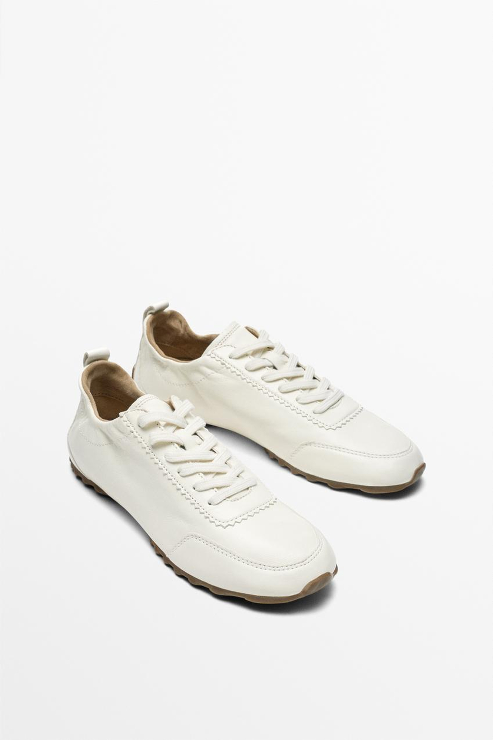Massimo Dutti Кроссовки из мягкой кожи, белый