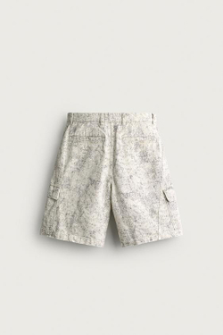 ZARA ШОРТЫ КАРГО RELAXED FIT СО ШВАМИ, С ПРИНТОМ