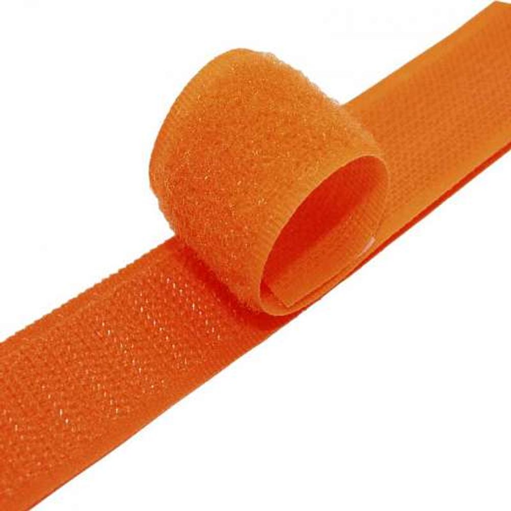Велкро/липучка комплект, ш. 2,5 см, оранжевый неон
