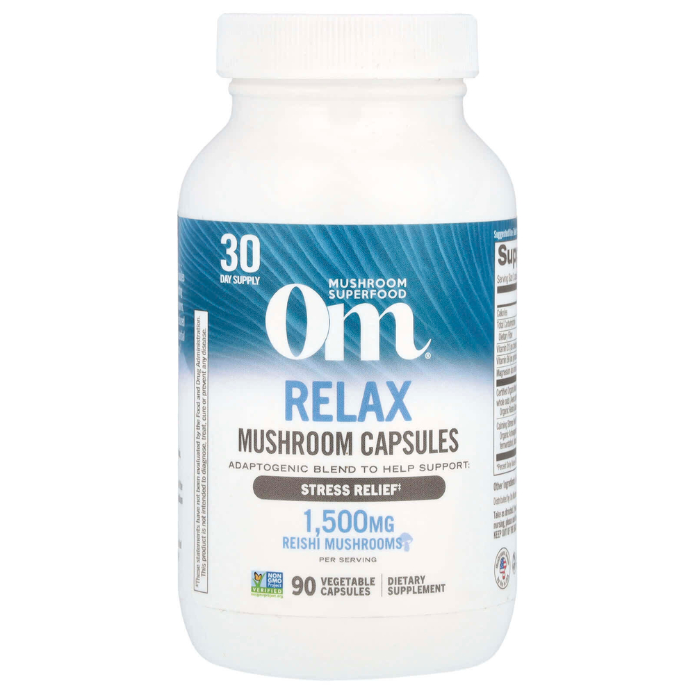 Om Mushrooms, Relax, грибные капсулы, 90 растительных капсул