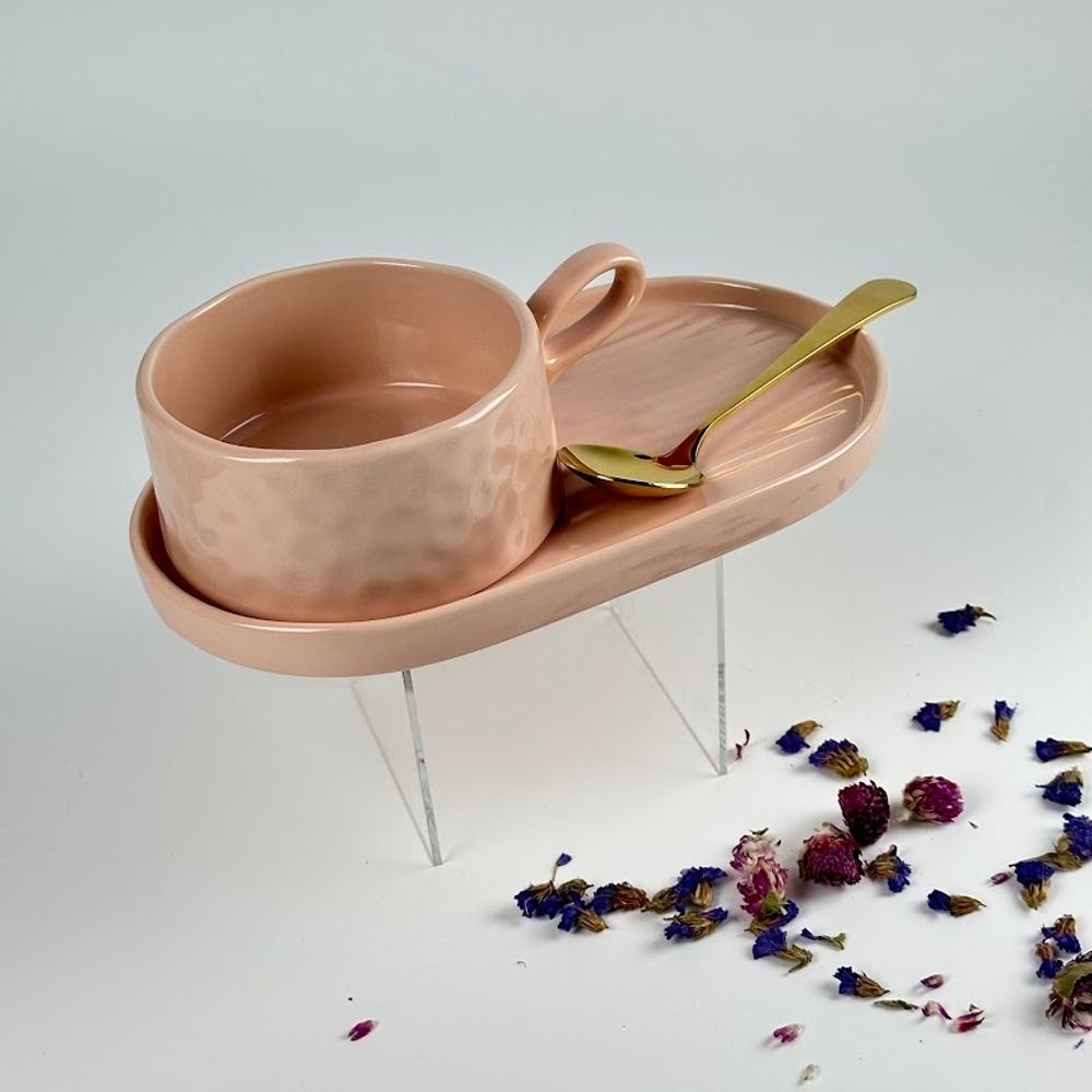 Lenardi 164-034 Бульонница 450мл с блюдом и ложкой MULTICOLOR в под.уп.(х12)Фарфор