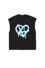 Футболка Kraizy Stripes Без рукавов Logo Heart черная