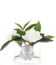 Гардения три цветка ароматизированные в прозрачной вазе, Cote Noire