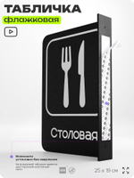 Табличка Столовая флажковая на стену, двусторонняя с крепежом, 19 х 25 см, для офиса, кафе, ресторана, серия COSMO, Айдентика Технолоджи