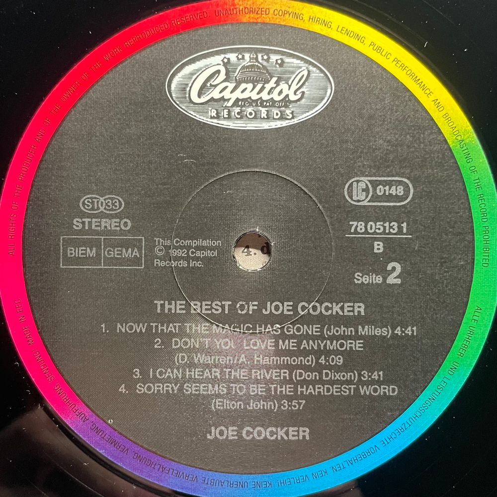 Joe Cocker - The Best Of Joe Cocker 2LP (Европа 1992г.)