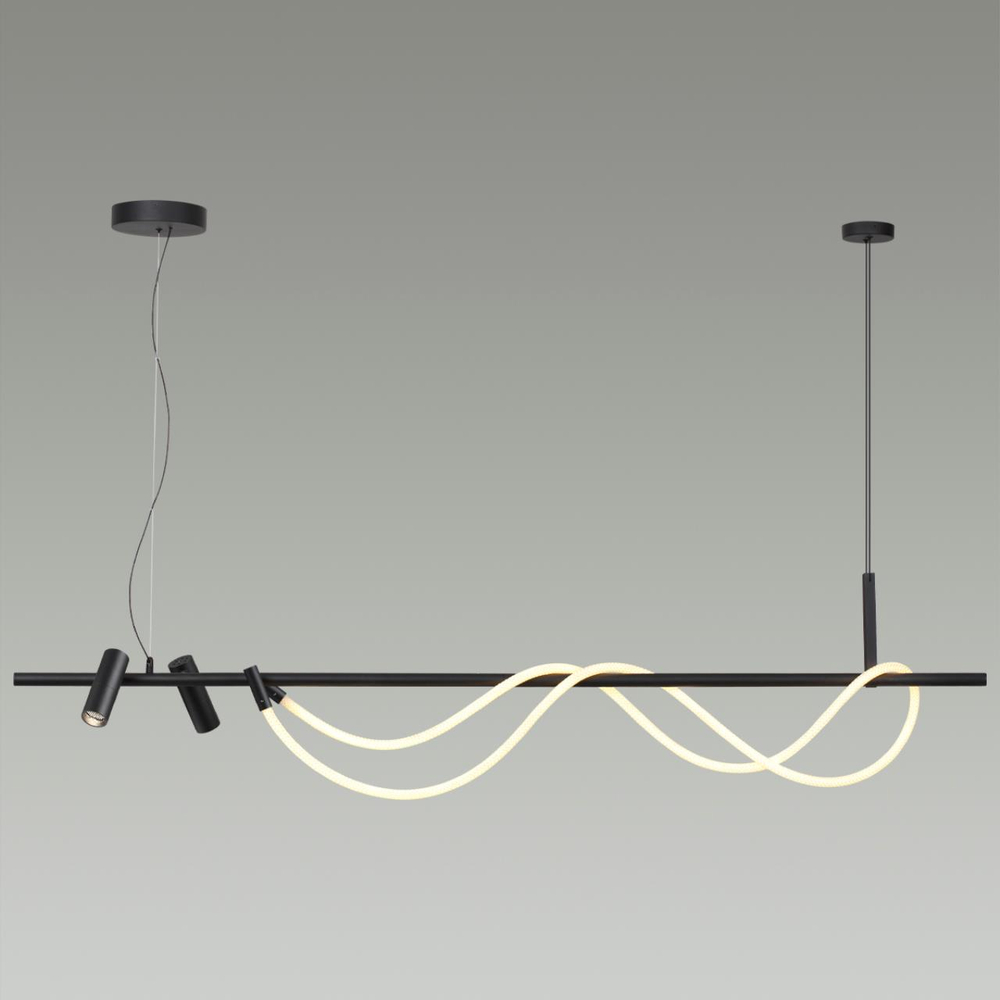 4391/40L HIGHTECH ODL24 301 черный/металл/канат Подвесной св-к с раздельн. вкл IP20 LED 40W 1580Лм 4000K CORDA