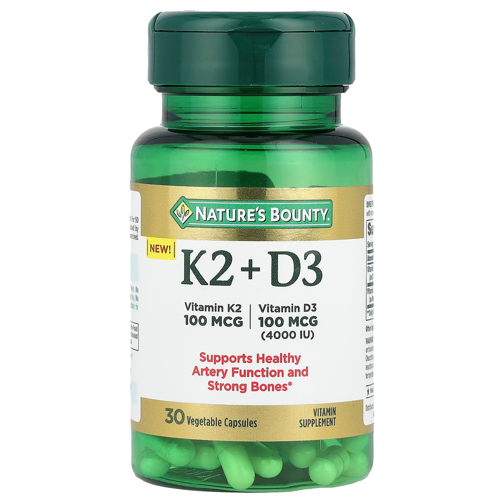 Nature's Bounty, Витамин K2 + D3`` 30 растительных капсул