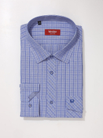 Сорочка мужская VESTER длинный рукав, цвет синий, клетка, хлопок/пэт 50314 49