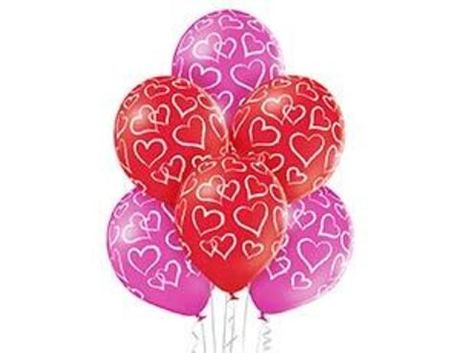 Воздушный шар рисунок  Сердце белое Красный малиновый