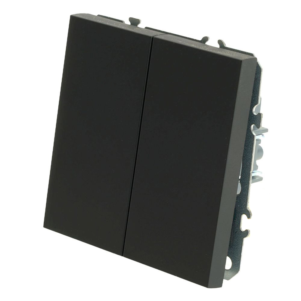 Переключатель перекрестный 2-клавишный (механизм), STEKKER, 250В, 10А, серия Эмили, RSW10-5111-01, черный уголь, soft touch 50167