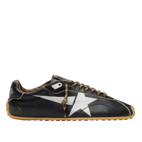 Женские Golden Goose Marathon Speed with Black Leather Upper and Silver Star