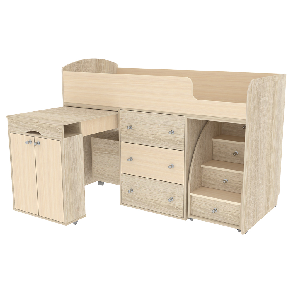 Кровать-чердак КарИВи Малыш Дуб Сонома  Дуб Молочный