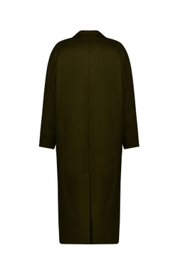 Темно-зеленое двубортное пальто