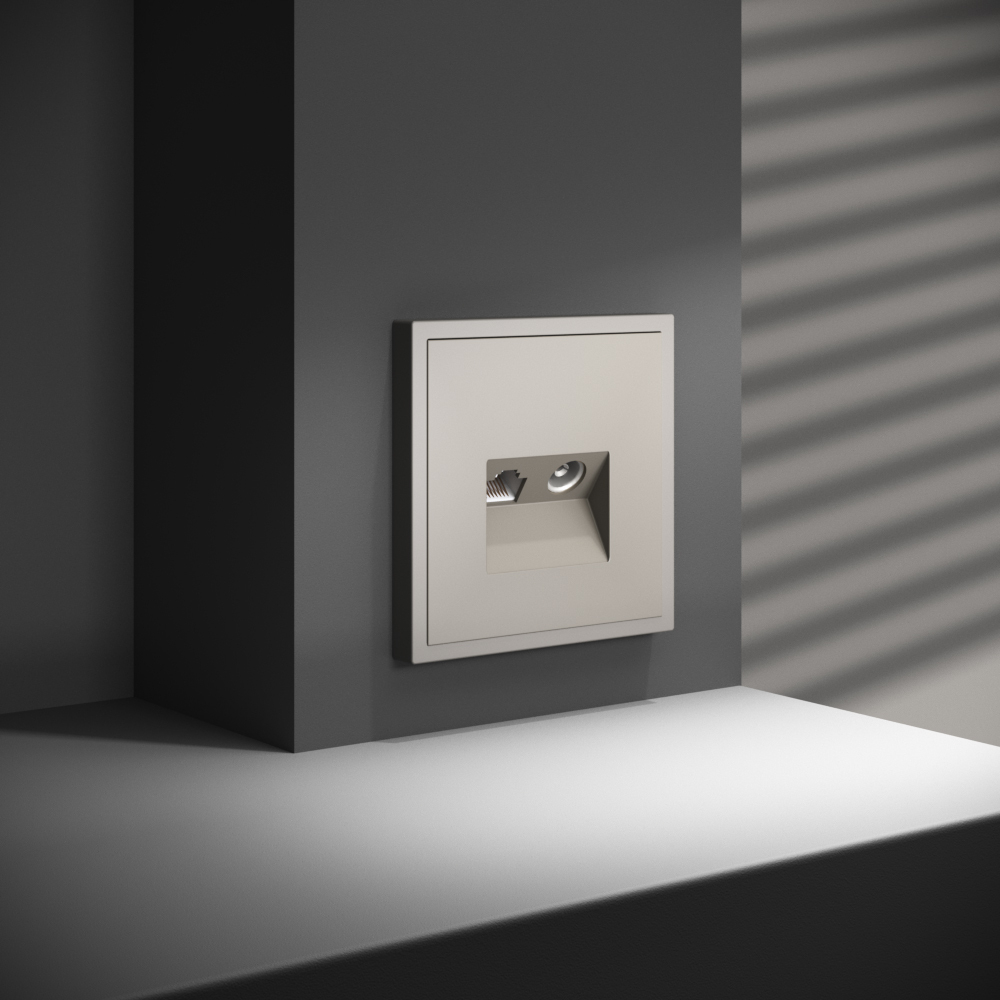 Розетка телевизионная встраиваемая VOLTUM S70 TV+RJ45 кат. 6, (кашемир)