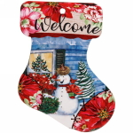 Подставка под горячее керамика «Носок» 18*24см Снеговик