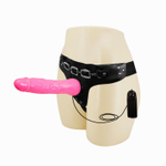 Женский розовый страпон с вибрацией - 18,5 см.