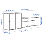 Комбинация для хранения - VIHALS  IKEA/ ВИХАЛС ИКЕА, 242х37х90 см, серый