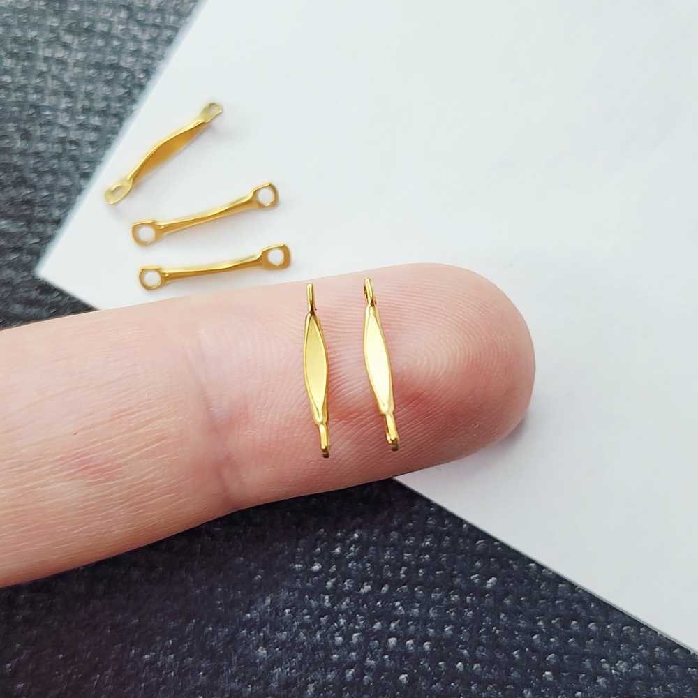 Коннектор, сталь, 2я позолота, красивая форма, р-р 13×2.5мм, штучно