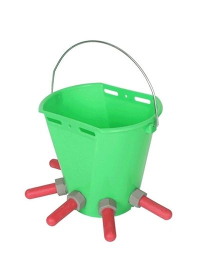 Ведро для поения телят 8 л, 5 сосок + крепление