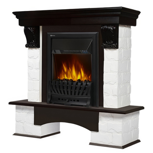 Портал Firelight Forte Classic камень белый, шпон венге