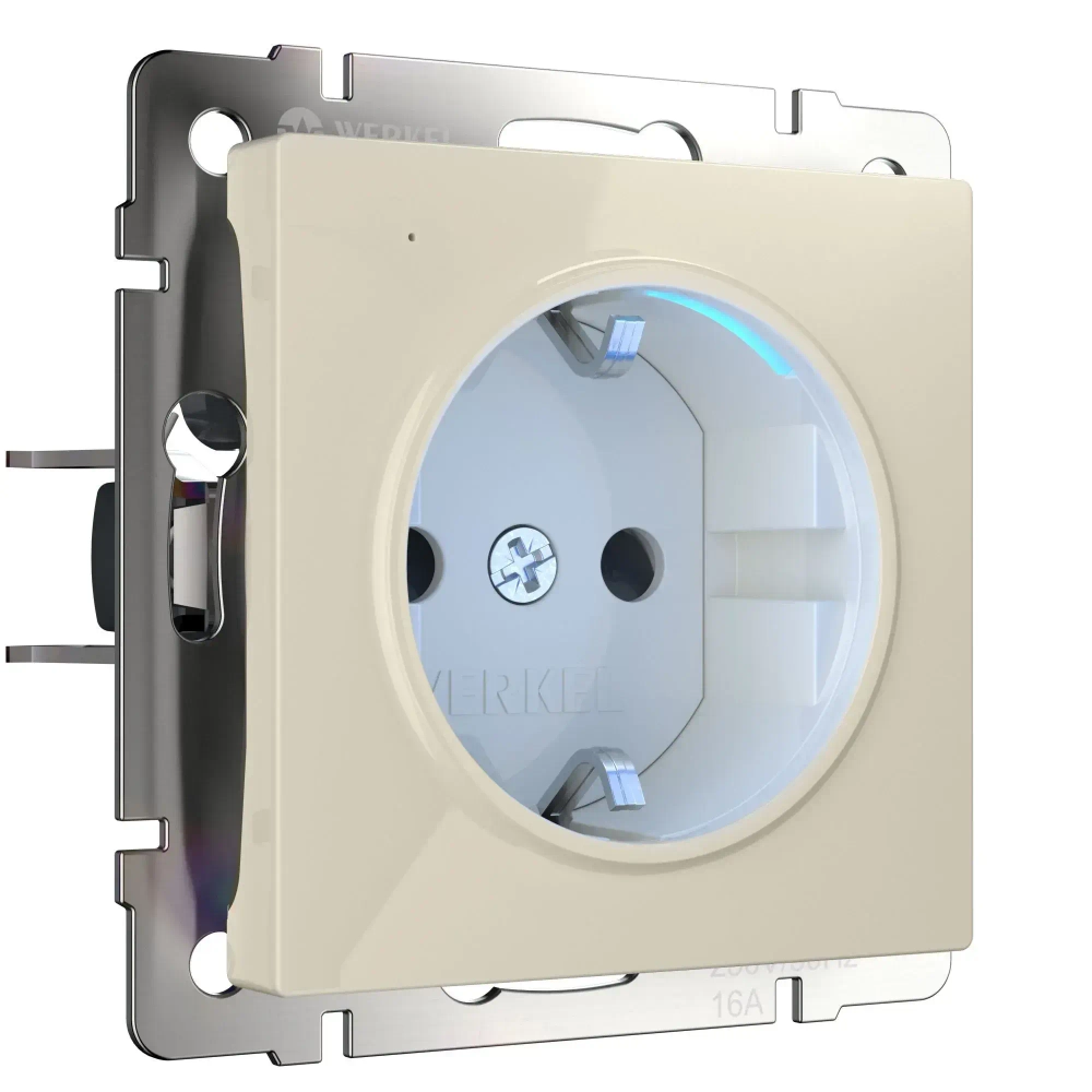 Розетка с подсветкой (слоновая кость глянцевый) W1171403