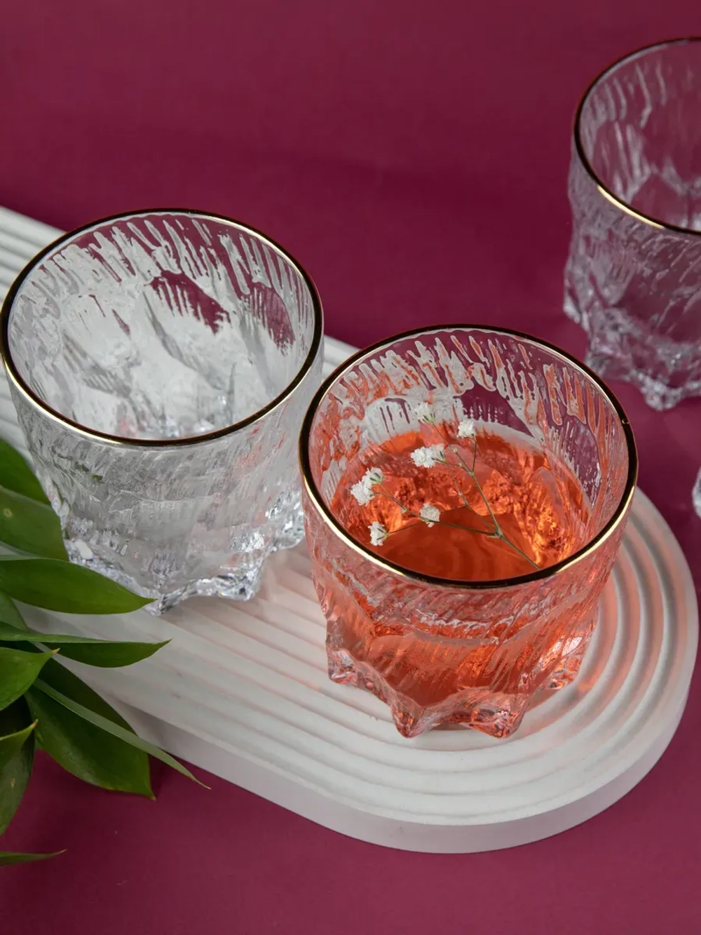 Стаканы для виски, 6 шт. Прозрачный лед с золотой каймой